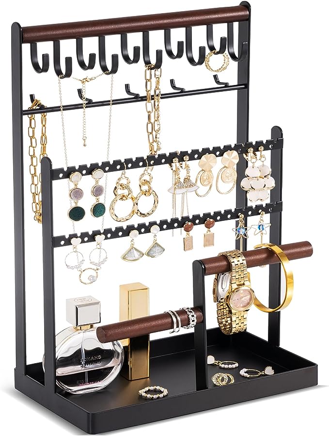Organizador soporte para joyas, estante de Joyería- negro